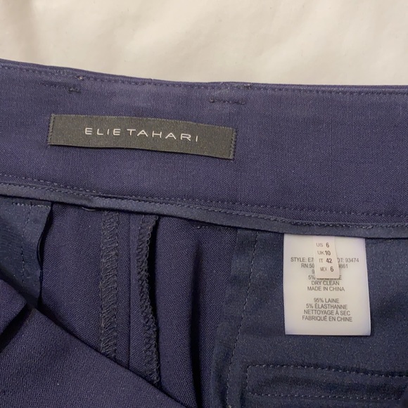 ✨ HOST PICK ✨ Elie Tahari Leena Pant - 6 - Wool Crepe Mid-Rise Pants - Navy Blue - Picture 8 of 11
